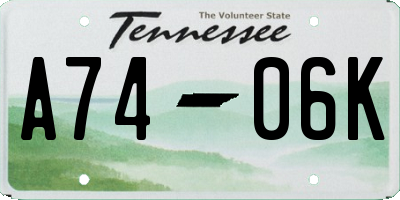 TN license plate A7406K