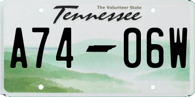 TN license plate A7406W