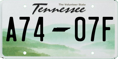 TN license plate A7407F