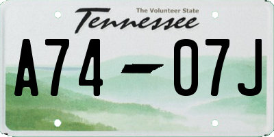 TN license plate A7407J