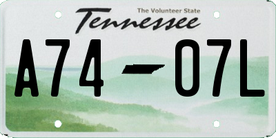 TN license plate A7407L