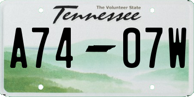 TN license plate A7407W