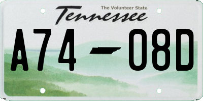 TN license plate A7408D