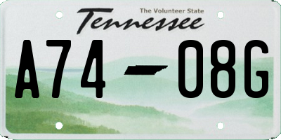 TN license plate A7408G