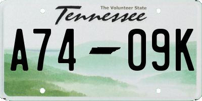 TN license plate A7409K