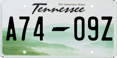 TN license plate A7409Z