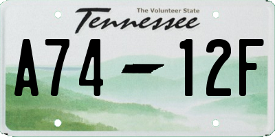 TN license plate A7412F