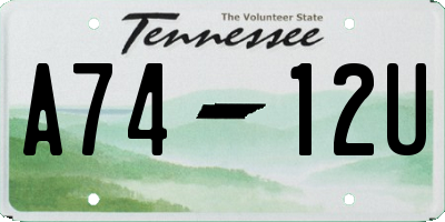 TN license plate A7412U