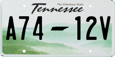 TN license plate A7412V