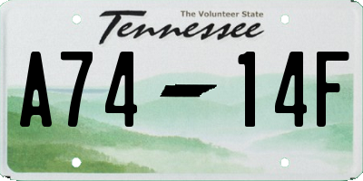 TN license plate A7414F