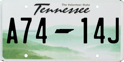 TN license plate A7414J
