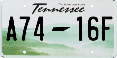 TN license plate A7416F