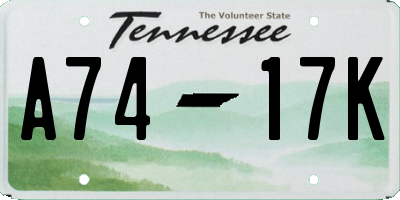 TN license plate A7417K