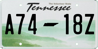 TN license plate A7418Z