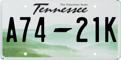 TN license plate A7421K