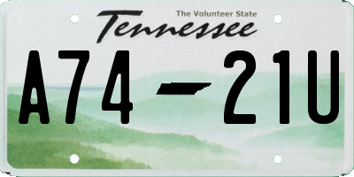 TN license plate A7421U