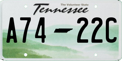 TN license plate A7422C