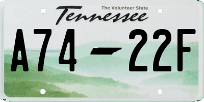 TN license plate A7422F