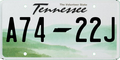 TN license plate A7422J