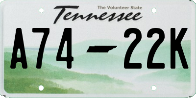 TN license plate A7422K