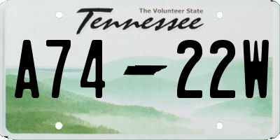 TN license plate A7422W