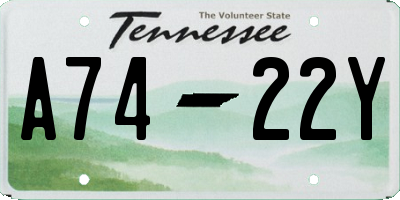 TN license plate A7422Y