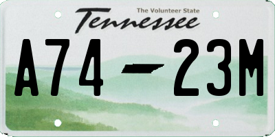 TN license plate A7423M
