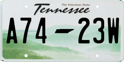 TN license plate A7423W