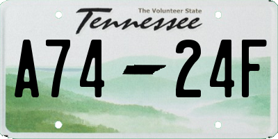 TN license plate A7424F