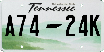 TN license plate A7424K