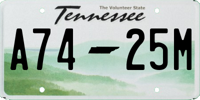 TN license plate A7425M