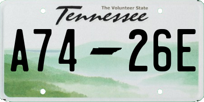 TN license plate A7426E