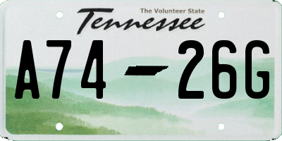 TN license plate A7426G