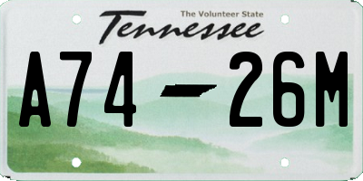 TN license plate A7426M