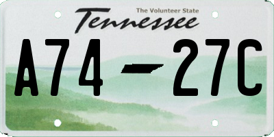 TN license plate A7427C