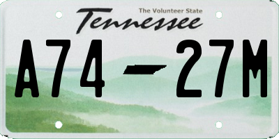 TN license plate A7427M