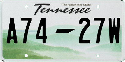 TN license plate A7427W