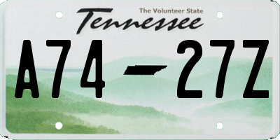 TN license plate A7427Z