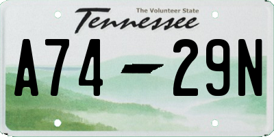 TN license plate A7429N
