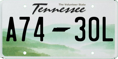 TN license plate A7430L