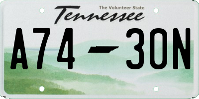 TN license plate A7430N