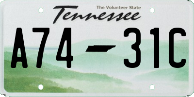 TN license plate A7431C