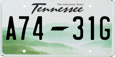 TN license plate A7431G