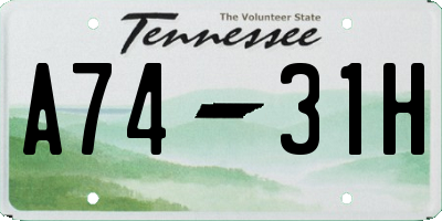 TN license plate A7431H