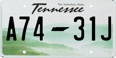 TN license plate A7431J