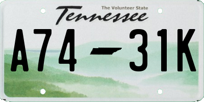 TN license plate A7431K