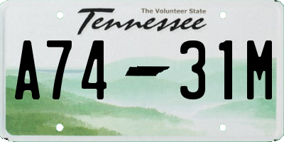 TN license plate A7431M
