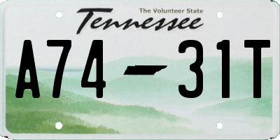 TN license plate A7431T