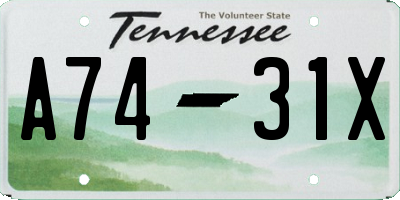 TN license plate A7431X
