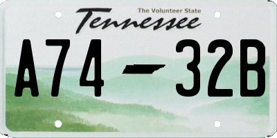 TN license plate A7432B